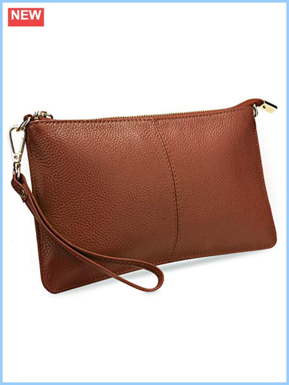 Genuine Leather Wristlet Clutch Wallet Crossbody Bag Wrist Strap